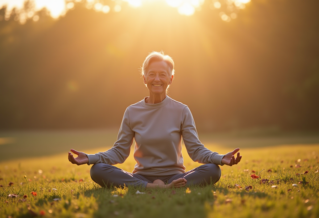 Йога инструктор с възрастни ученици